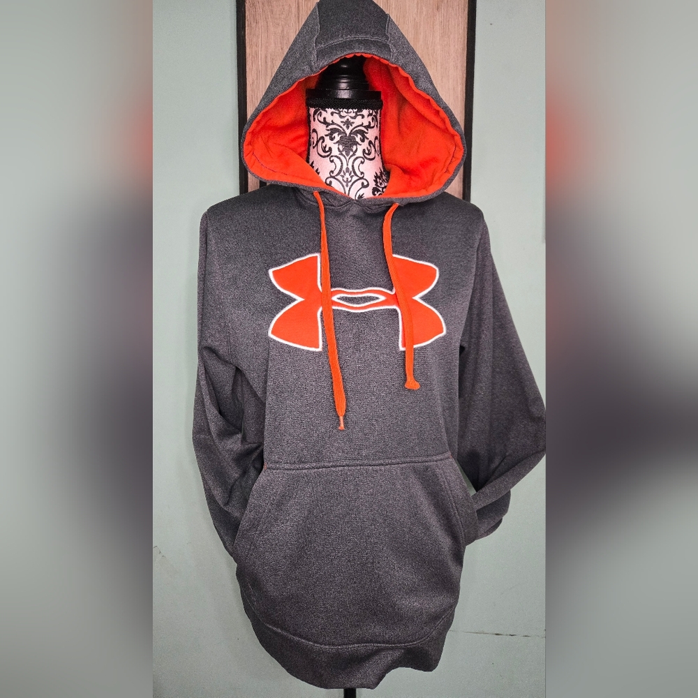 UA Under Armor Gray Hoodie with Orange Logo